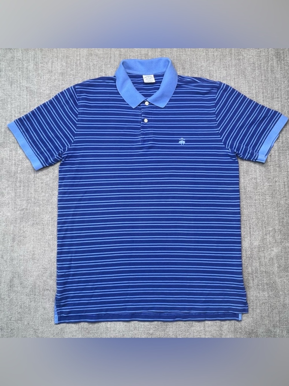 Brooks Brothers 1818 Performance Polo Shirt Men's XL Blue Striped Short Sleeve